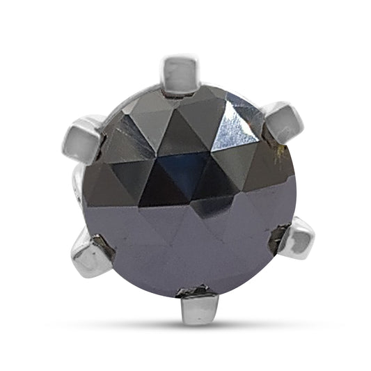 Garden of Stephen 20MM Round Faceted Hematite Gemstone Ring in Sterling Silver