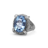 Garden of Stephen Faceted Blue Topaz Ring in Engraved Sterling Silver