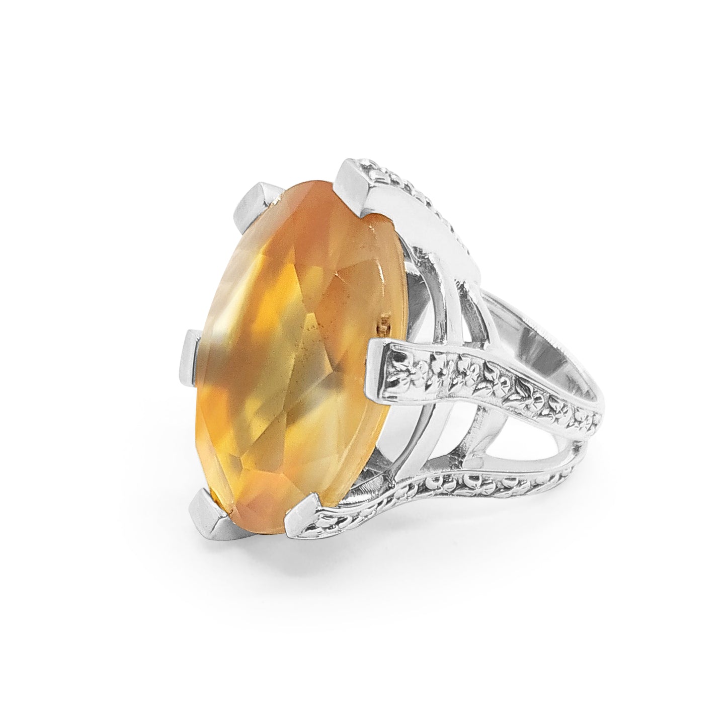Garden of Stephen Natural Quartz and Agate Ring in Sterling Silver