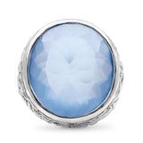 Garden of Stephen Faceted Natural Quartz and Blue Agate Ring in Sterling Silver