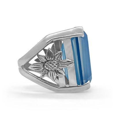 Garden of Stephen Natural Quartz Blue Agate Ring in Sterling Silver