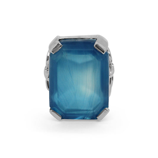 Garden of Stephen Natural Quartz Blue Agate Ring in Sterling Silver