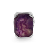 Garden of Stephen Natural Quartz Purple Agate Ring in Sterling Silver