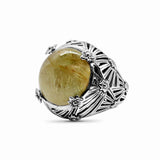 Garden of Stephen Gold Hair Rutilated Quartz and Mother of Pearl Ring in Sterling Silver