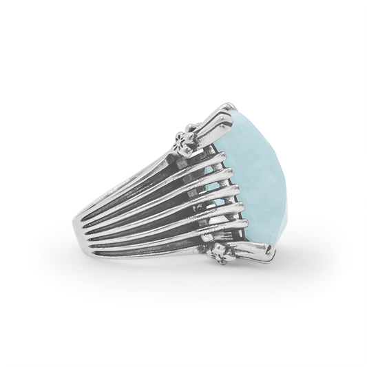 Garden of Stephen Faceted Aquamarine Ring in Sterling Silver