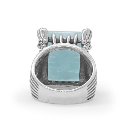 Garden of Stephen Faceted Aquamarine Ring in Sterling Silver