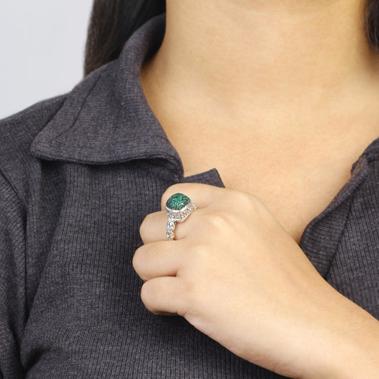 Garden of Stephen Emerald Pave Ring in Sterling Silver