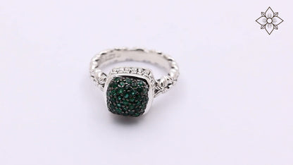 Garden of Stephen Emerald Pave Ring in Sterling Silver