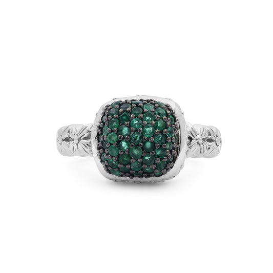 Garden of Stephen Emerald Pave Ring in Sterling Silver