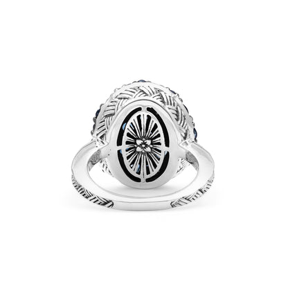 Garden of Stephen London Blue Topaz Pave Ring in Sterling Silver