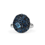 Garden of Stephen London Blue Topaz Pave Ring in Sterling Silver