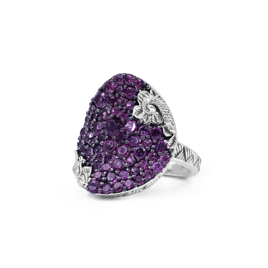 Garden of Stephen Rhodolite Garnet Pave Ring in Sterling Silver