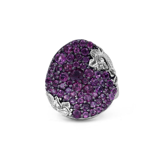 Garden of Stephen Rhodolite Garnet Pave Ring in Sterling Silver