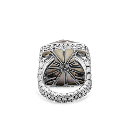 Garden of Stephen Natural Quartz and Mother of Pearl Ring in Sterling Silver
