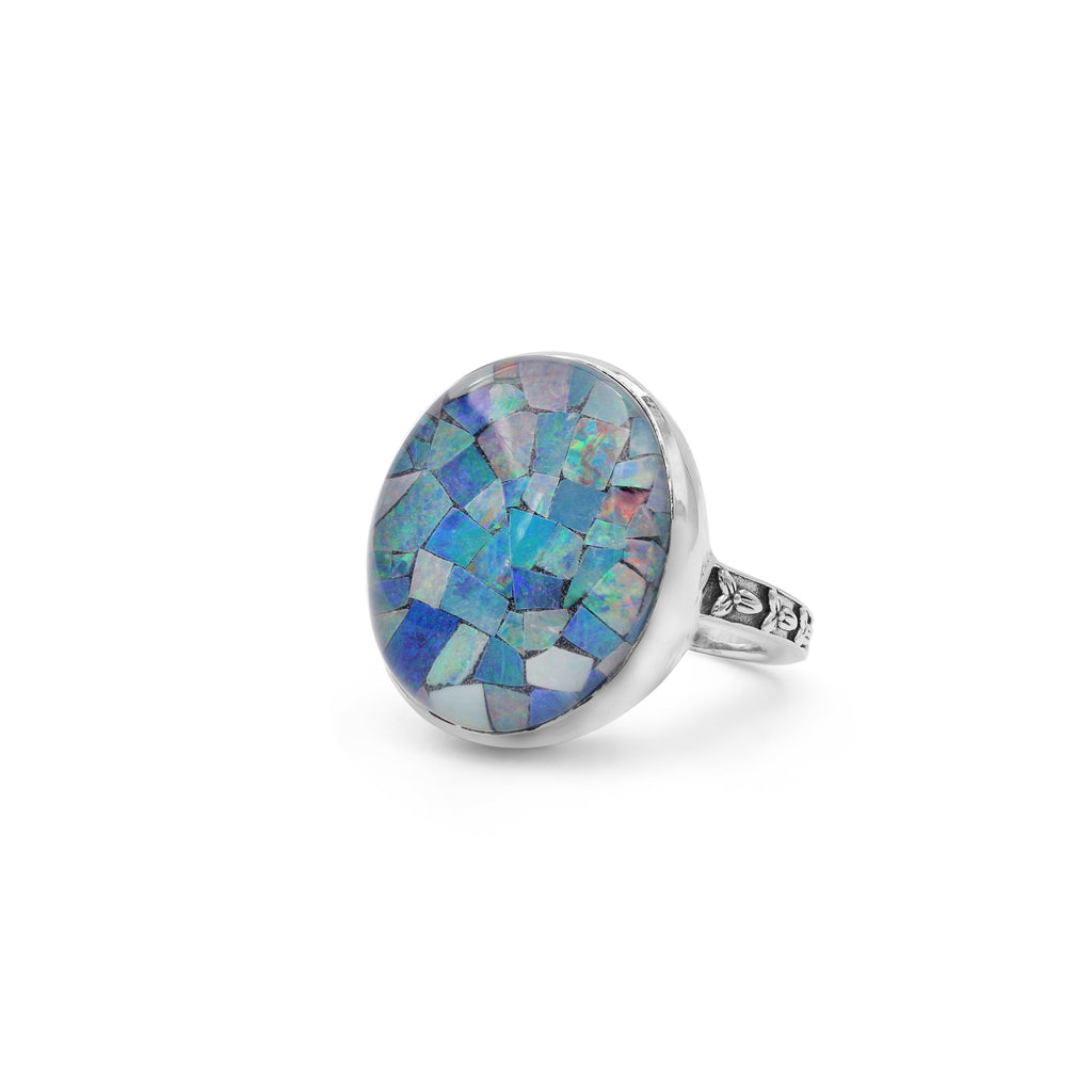 Garden of Stephen Natural Quartz and Opal Mosaic Ring in Sterling Silver