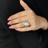 Pearlicious White Mabe Ring in Sterling Silver