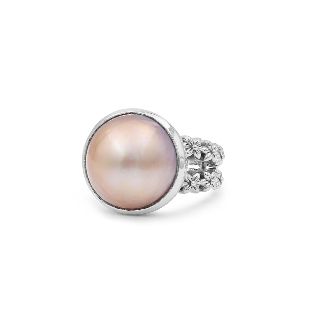 Pearlicious Natural Mabe Ring in Sterling Silver