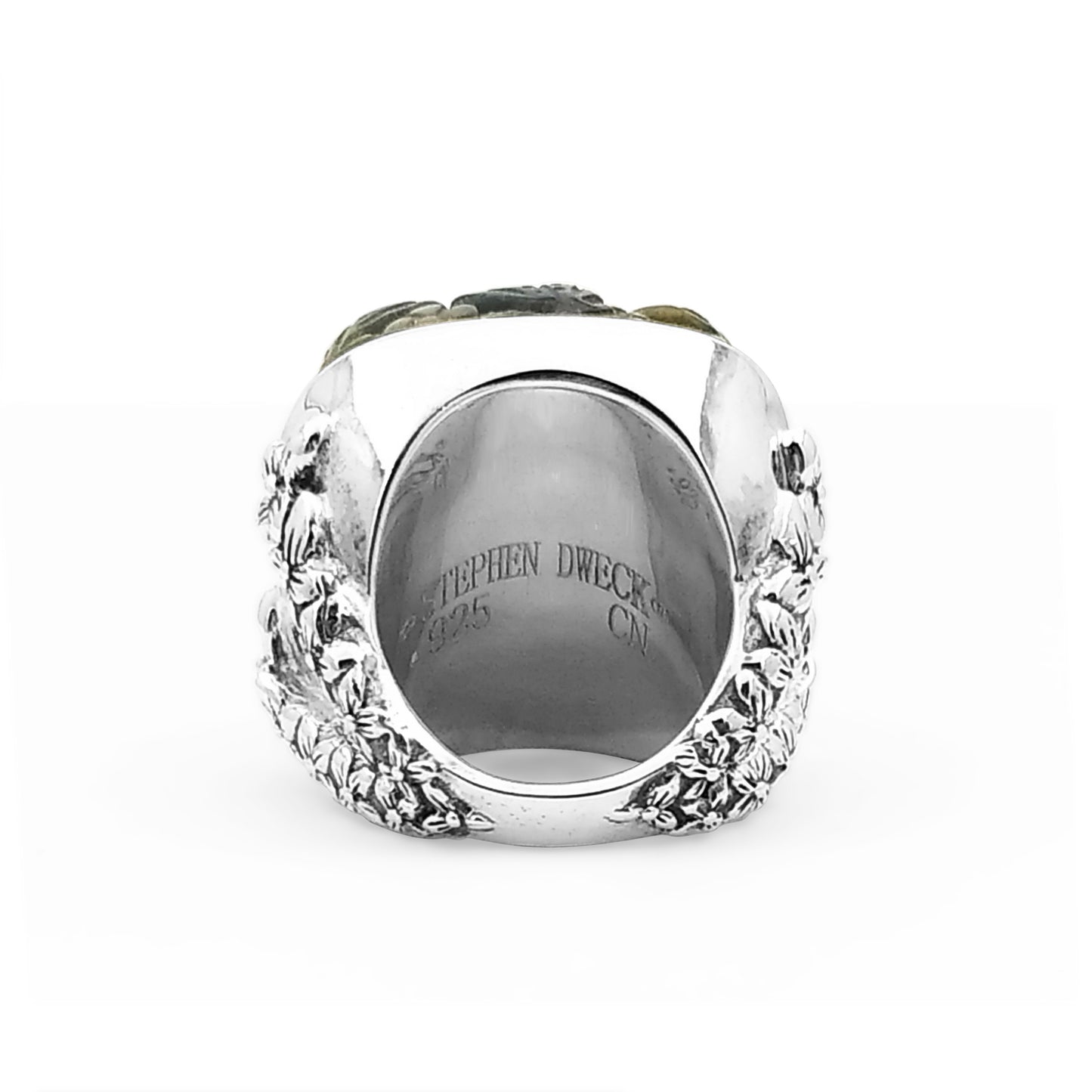 Carventurous Hand Carved Blue Tiger Eye Ring in Sterling Silver