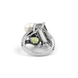 Rockrageous Green Amethyst Peridot and Pearl Ring in Sterling Silver