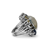 Rockrageous Gold Hair Rutilated Quartz Iolite Chalcedony Citrine Cognac Champagne and Smoky Quartz Ring in Sterling Silver