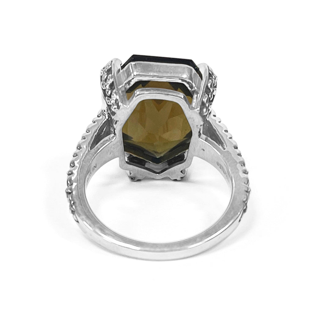 Galactical Faceted Cognac Quartz Galactical Ring in Sterling Silver