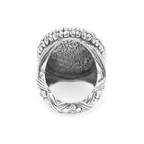 Legacy Carved Tahitian Mother of Pearl Ring with 0.45ct Natural Champagne Diamonds in Sterling Silver