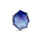 Galactical Faceted Natural Quartz and Agate Ring in Sterling Silver