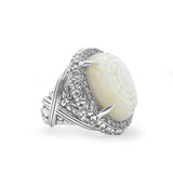 Legacy Hand Carved Mother of Pearl Ring with 0.50ct Champagne Diamonds in Sterling Silver