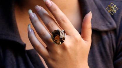 Galactical Faceted Galactical Champagne Quartz Ring in Sterling Silver