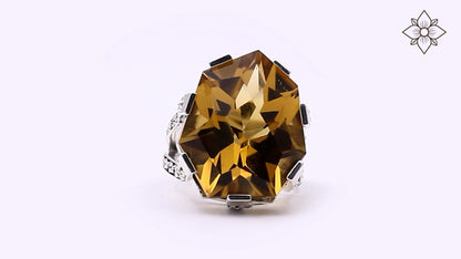 Galactical Faceted Galactical Champagne Quartz Ring in Sterling Silver