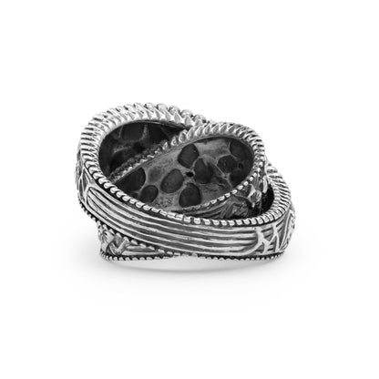 Kyoto Flower Engraved Sterling Silver Bypass Band