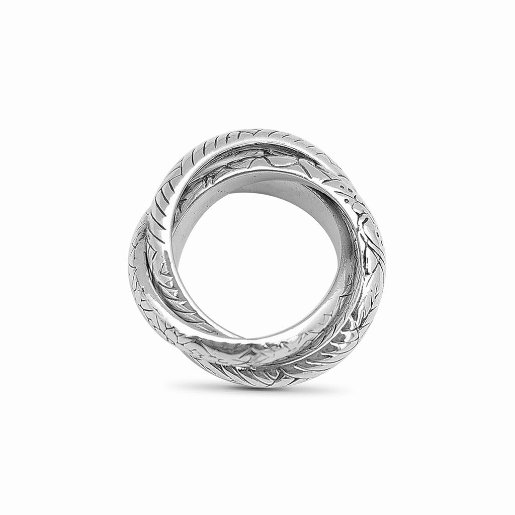 Kyoto Engraved Sterling Silver Connected Band Ring