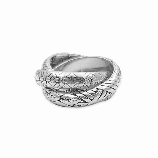 Kyoto Engraved Sterling Silver Connected Band Ring