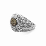 Kyoto Champagne Diamond 0.60ct Engraved Ring in Sterling Silver