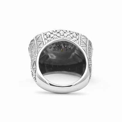 Kyoto Champagne Diamond 0.60ct Engraved Ring in Sterling Silver