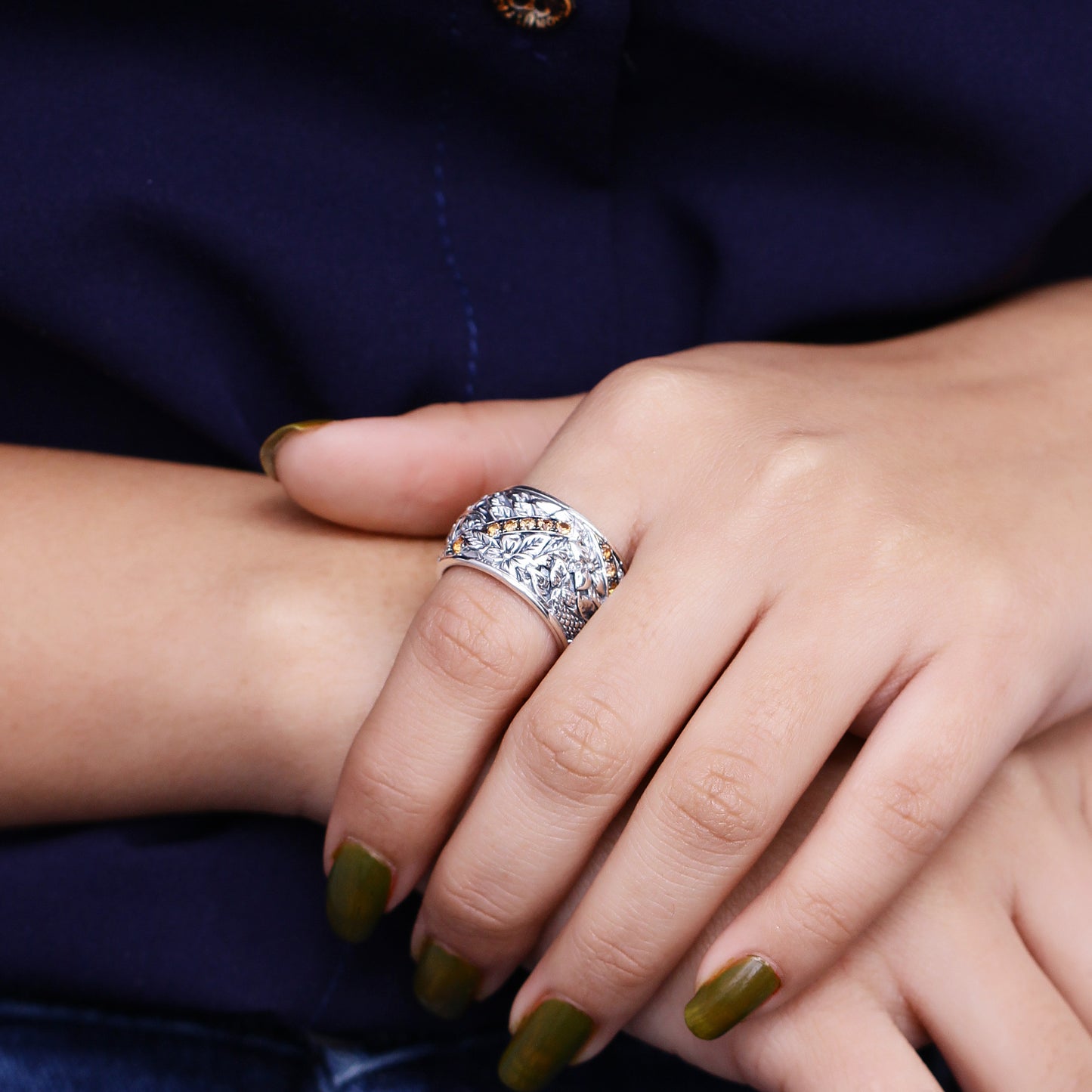 Kyoto Orange 0.40ct Sapphire Ring in Sterling Silver