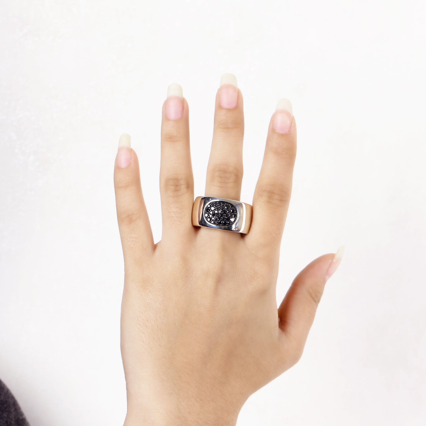 Kyoto Black Diamond 0.75ct Dome Ring in Sterling Silver