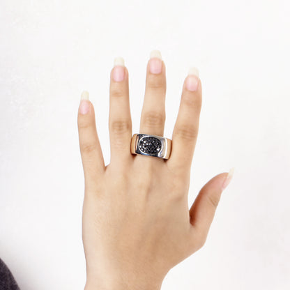 Kyoto Black Diamond 0.75ct Dome Ring in Sterling Silver