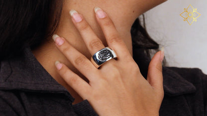 Kyoto Black Diamond 0.75ct Dome Ring in Sterling Silver
