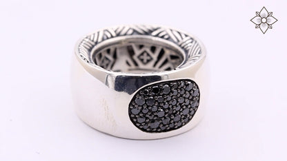 Kyoto Black Diamond 0.75ct Dome Ring in Sterling Silver